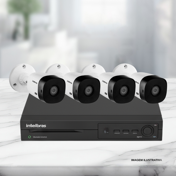 Kit 4 Câmeras + DVR Gravador Intelbras